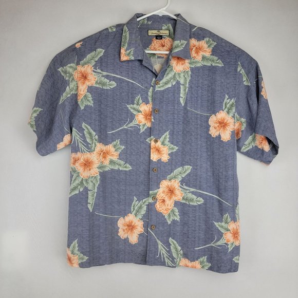 Tommy Bahama Other - Tommy Bahama Mens Size Large Blue Floral Tropical Short Sleeve Silk Shirt